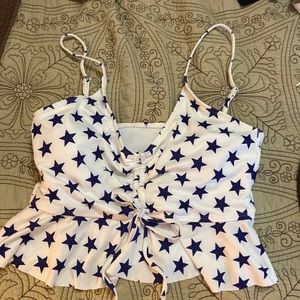 American flag blue stars bikini top size large Zaful